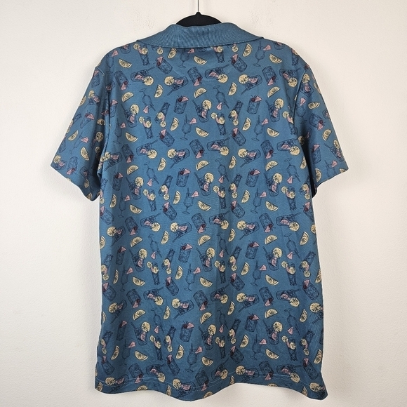 Goodfellow & Co Polo Mens Size Large Teal Cocktails Drinks Tea Lemonade Shirt - Picture 6 of 8